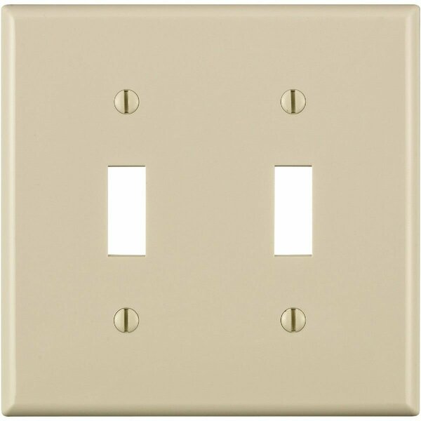 Leviton 2-Gang Thermoplastic Nylon Toggle Switch Wall Plate, Light Almond 011-80709-00T